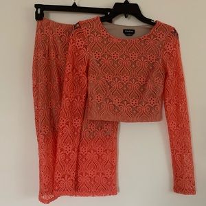 BEBE Two Piece set with high-waisted skirt and top